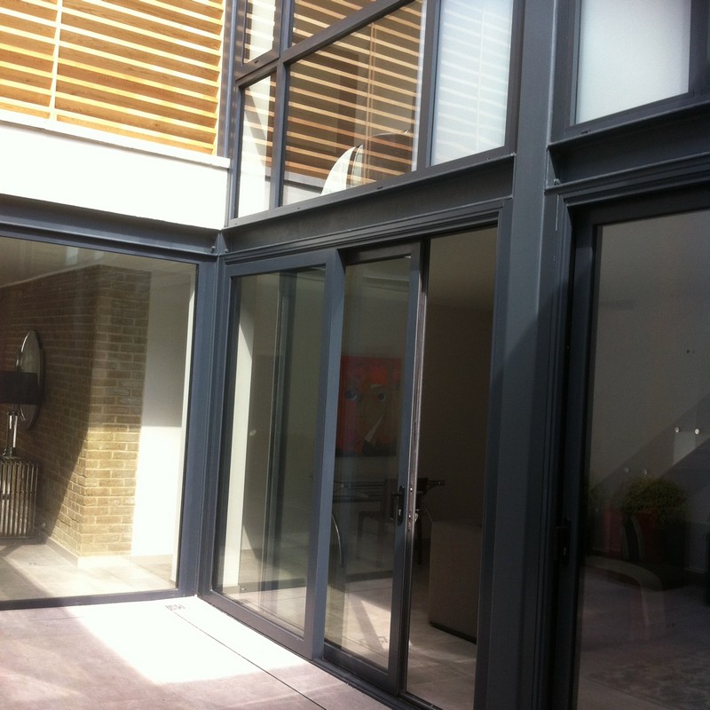 Anthracite aluminium sliding patio doors fitted in West Ealing